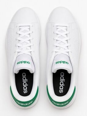 adidas Advantage Base 2.0 Kids White Green Sneakers NWT No Box